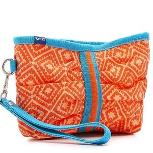 Keds - Clutch Wristlet Purse Bag Boho Orange Blue Zip Top removable Strap NWT
